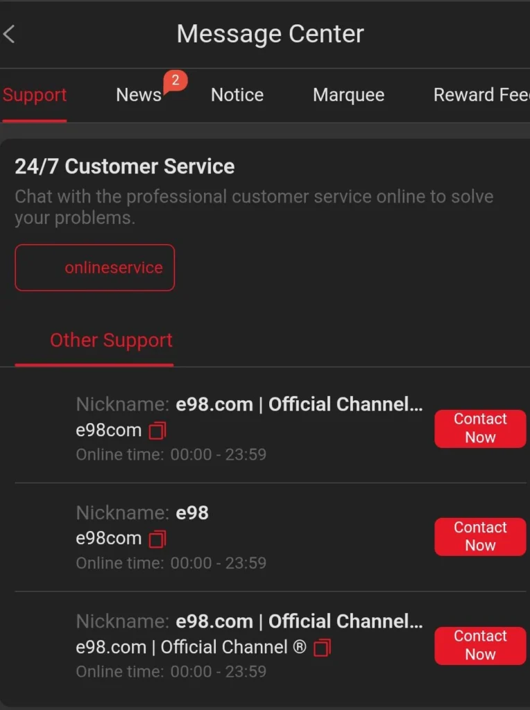 E98 Game support
