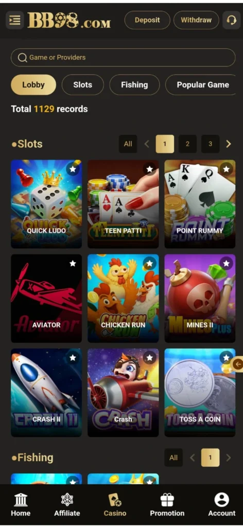 BB98 available games