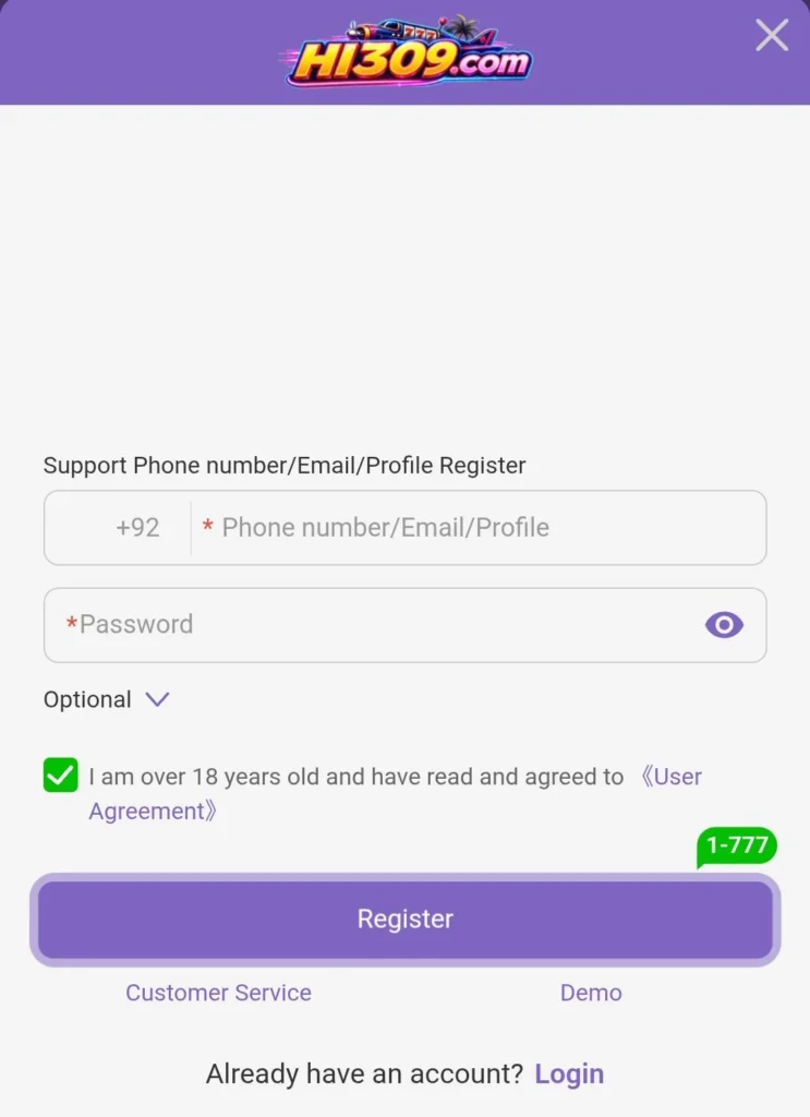 Hi309 registration